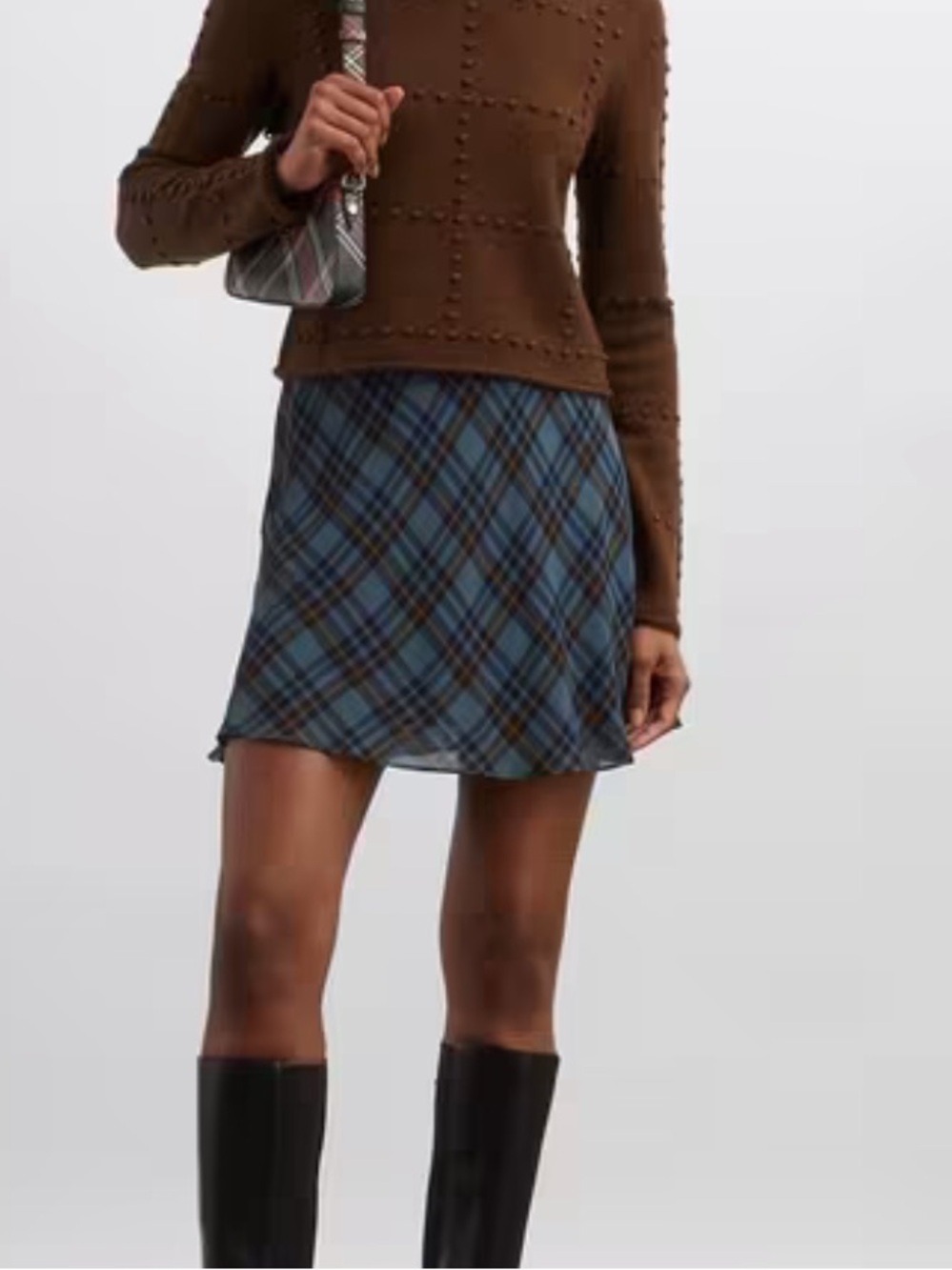Reformation Brandy Mini Skirt in Slate Plaid